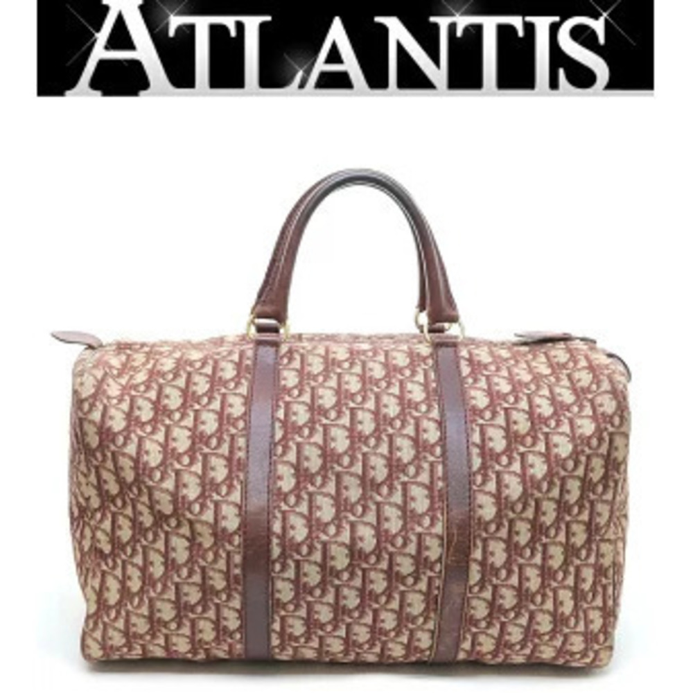 Dior Trotter Boston Bag Canvas Leather Bordeaux Red